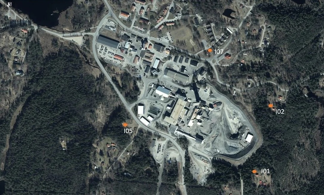 Karta över placering av NILU-trattar industriområde